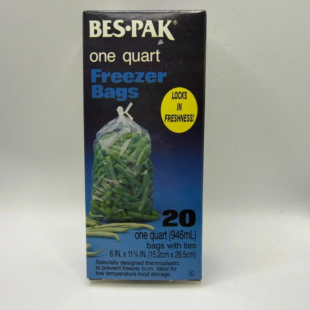 Bes-Pak 1 Quart 6 Boxes Vintage 1984 Freezer Bags with Twist Ties Kitchen